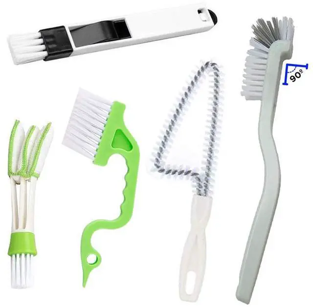 Main image of 5Pcs Crevice Cleaning Brush Set, Hard Bristle Grout Brush for Window Track, Tile Lines, Sink Corners, Small Gaps, Bottles & Blinds