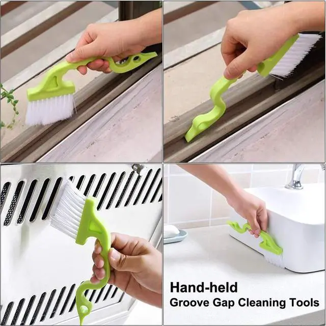 Alt view image 3 of 7 - 5Pcs Crevice Cleaning Brush Set, Hard Bristle Grout Brush for Window Track, Tile Lines, Sink Corners, Small Gaps, Bottles & Blinds