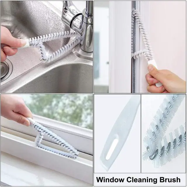 Alt view image 6 of 7 - 5Pcs Crevice Cleaning Brush Set, Hard Bristle Grout Brush for Window Track, Tile Lines, Sink Corners, Small Gaps, Bottles & Blinds