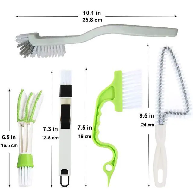 Alt view image 7 of 7 - 5Pcs Crevice Cleaning Brush Set, Hard Bristle Grout Brush for Window Track, Tile Lines, Sink Corners, Small Gaps, Bottles & Blinds