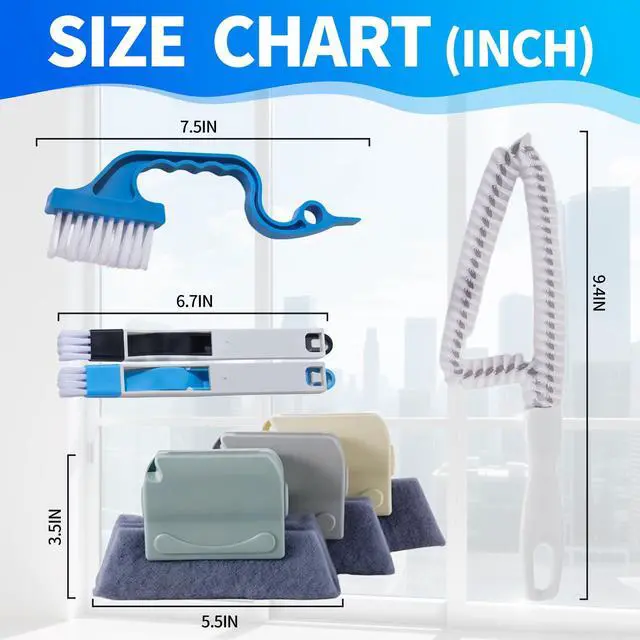 Alt view image 3 of 6 - Window Track Cleaner Tool Set, 13 Pcs Magic Window Sill Cleaning Tools Kit with Groove Cleaning Brush for Door Tracks, Tile Lines, Shutter, Car Vents