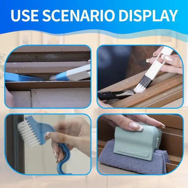 Alt view image 4 of 6 - Window Track Cleaner Tool Set, 13 Pcs Magic Window Sill Cleaning Tools Kit with Groove Cleaning Brush for Door Tracks, Tile Lines, Shutter, Car Vents