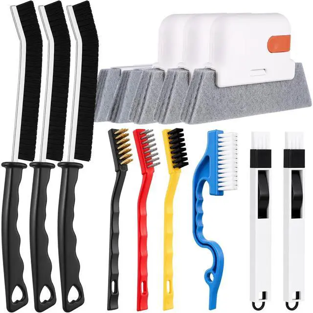 Main image of Window Track Cleaner Tools Set - 14 Pcs Window Groove Cleaning Brush Kit, Crevice Cleaning Brush for Sliding Door, Shutter, Sill, Tile Lines, Sink