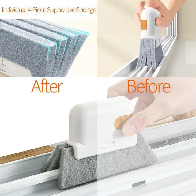 Alt view image 2 of 7 - Window Track Cleaner Tools Set - 14 Pcs Window Groove Cleaning Brush Kit, Crevice Cleaning Brush for Sliding Door, Shutter, Sill, Tile Lines, Sink