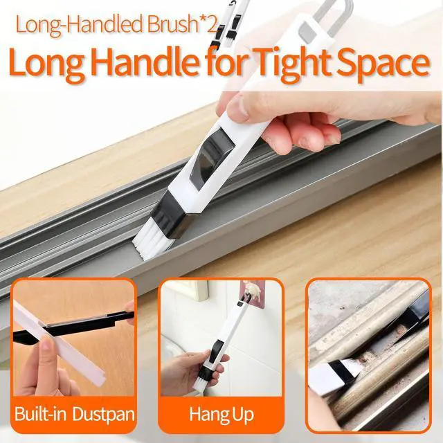 Alt view image 5 of 7 - Window Track Cleaner Tools Set - 14 Pcs Window Groove Cleaning Brush Kit, Crevice Cleaning Brush for Sliding Door, Shutter, Sill, Tile Lines, Sink
