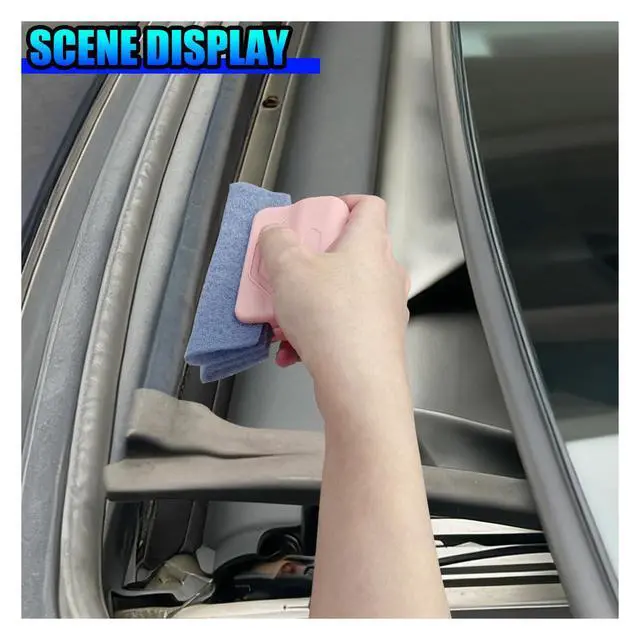 Alt view image 6 of 6 - 2PCS Magic Window Track Cleaner, Window Groove Cleaning Brush Tools Set, Hand-held Window Track Cleaner, Vehicle Clean Accessory for Sliding Door, Sill, Tile Lines, Shutter, Car Vents (GN&PK)