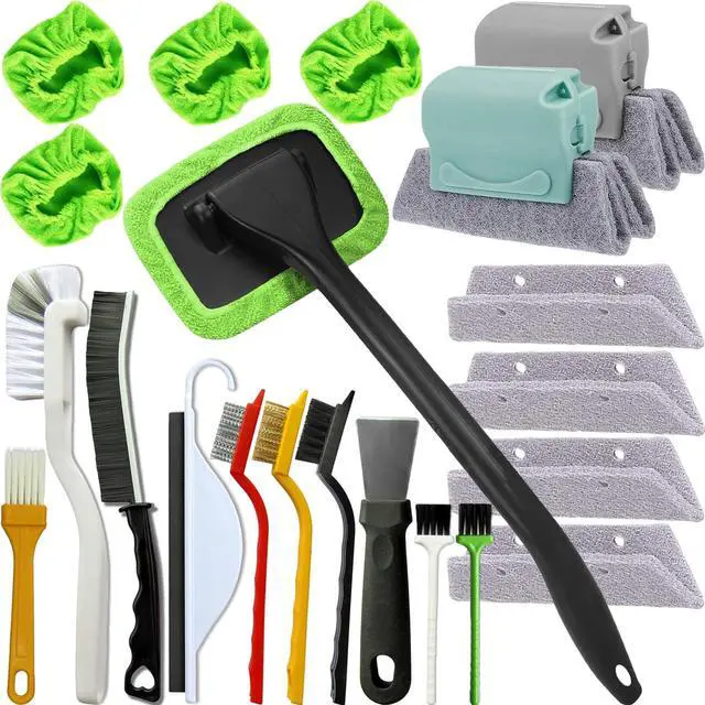 Main image of 21Pcs Small Cleaning Brush for Car Glass & Gap Crevice Cleaning - Window/Door Tracks, Bathroom Sink, Mirrors, Window Sills, Sliding Doors, Shower Door Tracks