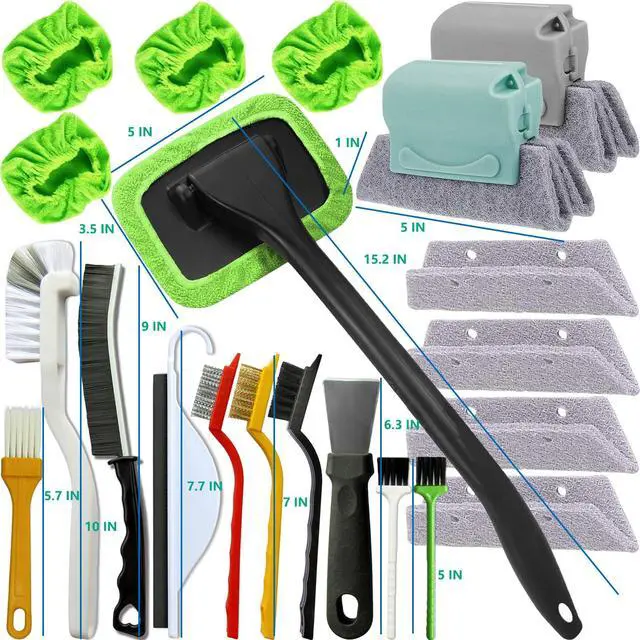 Alt view image 6 of 6 - 21Pcs Small Cleaning Brush for Car Glass & Gap Crevice Cleaning - Window/Door Tracks, Bathroom Sink, Mirrors, Window Sills, Sliding Doors, Shower Door Tracks