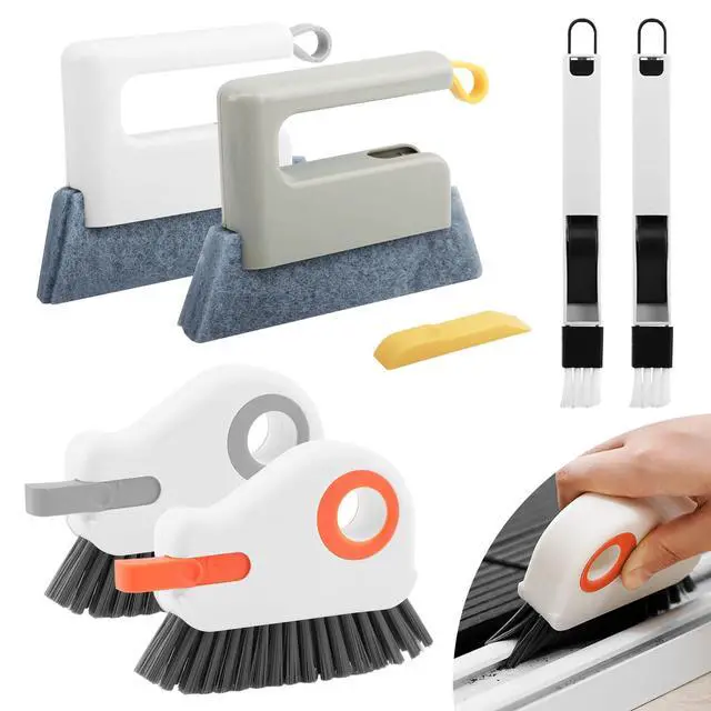 Alt view image 3 of 7 - 6Pcs Window Track Cleaner with Hard Bristle Brush & Scraper, 2-in-1 Groove Cleaning Tool for Sliding Door Tracks, Window Sills, and Seal Crevices