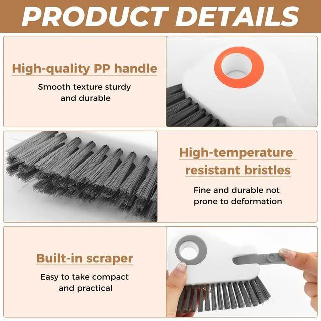 Alt view image 5 of 7 - 6Pcs Window Track Cleaner with Hard Bristle Brush & Scraper, 2-in-1 Groove Cleaning Tool for Sliding Door Tracks, Window Sills, and Seal Crevices