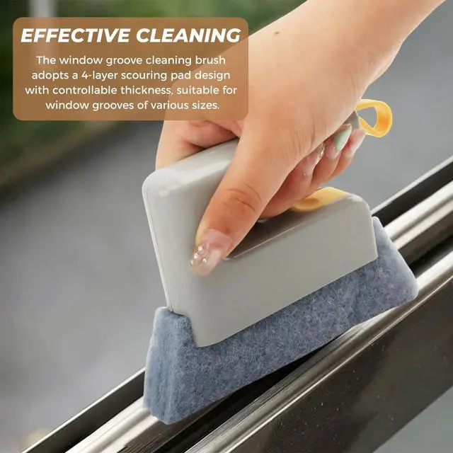 Alt view image 6 of 7 - 6Pcs Window Track Cleaner with Hard Bristle Brush & Scraper, 2-in-1 Groove Cleaning Tool for Sliding Door Tracks, Window Sills, and Seal Crevices