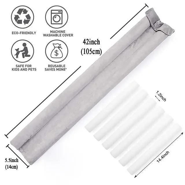 Alt view image 2 of 6 - Door Draft Stopper, Pure Cotton Soundproof Door Sweep for Interior and Window, Twin Door Sweep Weather Stripping Blocker Guard, 21-42 inch Adjustable Under Door Draft Stoppers, Machine-Washable