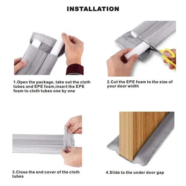 Alt view image 6 of 6 - Door Draft Stopper, Pure Cotton Soundproof Door Sweep for Interior and Window, Twin Door Sweep Weather Stripping Blocker Guard, 21-42 inch Adjustable Under Door Draft Stoppers, Machine-Washable