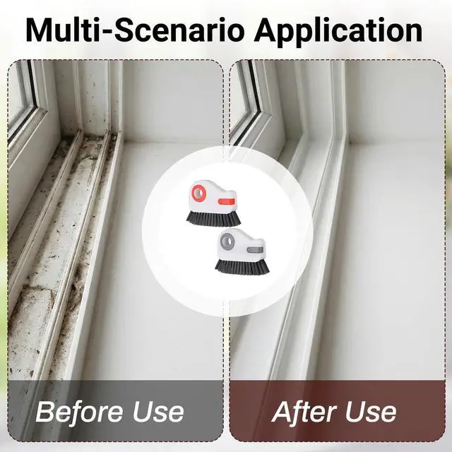 Alt view image 4 of 7 - 2 PCS Groove Cleaning Brush 2 in 1 Window Track Cleaning Tool Crevice Cleanings Brush Multifunction Hard Bristle with Hidden Scraper Grout Cleaner Grip Brushes for Slid Door Track Window Sill