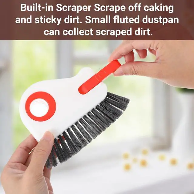 Alt view image 6 of 7 - 2 PCS Groove Cleaning Brush 2 in 1 Window Track Cleaning Tool Crevice Cleanings Brush Multifunction Hard Bristle with Hidden Scraper Grout Cleaner Grip Brushes for Slid Door Track Window Sill