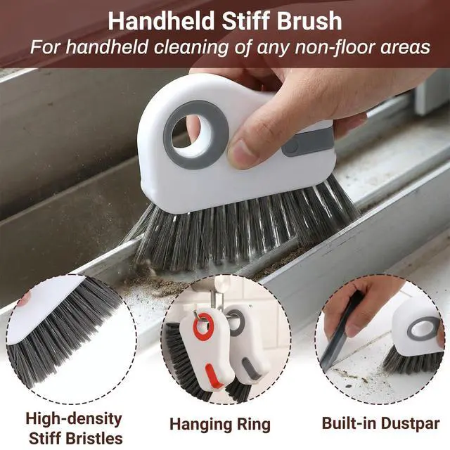 Alt view image 7 of 7 - 2 PCS Groove Cleaning Brush 2 in 1 Window Track Cleaning Tool Crevice Cleanings Brush Multifunction Hard Bristle with Hidden Scraper Grout Cleaner Grip Brushes for Slid Door Track Window Sill