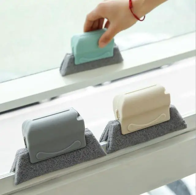Alt view image 3 of 7 - Window Track Cleaning Tool Set, 4Pcs Washable Sponge Brushes with Corner Scraper & Detachable Head, Deep Clean for Window Grooves, Sliding Doors, Tile Grout, Air Vents & Keyboard Gaps