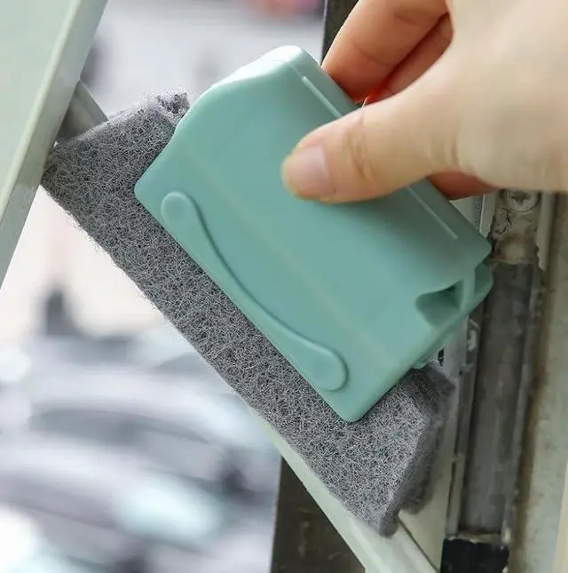 Alt view image 5 of 7 - Window Track Cleaning Tool Set, 4Pcs Washable Sponge Brushes with Corner Scraper & Detachable Head, Deep Clean for Window Grooves, Sliding Doors, Tile Grout, Air Vents & Keyboard Gaps