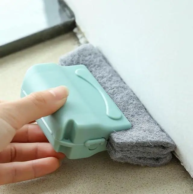 Alt view image 4 of 7 - Window Track Cleaning Tool Set, 4Pcs Washable Sponge Brushes with Corner Scraper & Detachable Head, Deep Clean for Window Grooves, Sliding Doors, Tile Grout, Air Vents & Keyboard Gaps