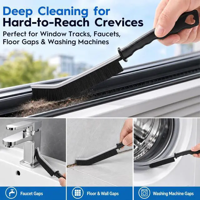 Alt view image 6 of 7 - Window Track Cleaning Tools, 15 Pcs Sill Cleaner Brush for Window/Door Tracks, Sliding Doors, Tile Lines, AC Vents & Keyboards