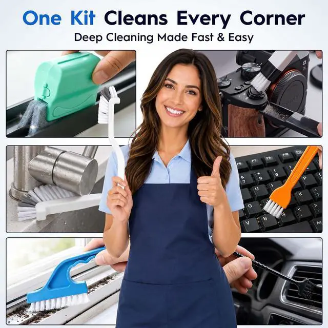 Alt view image 7 of 7 - Window Track Cleaning Tools, 15 Pcs Sill Cleaner Brush for Window/Door Tracks, Sliding Doors, Tile Lines, AC Vents & Keyboards
