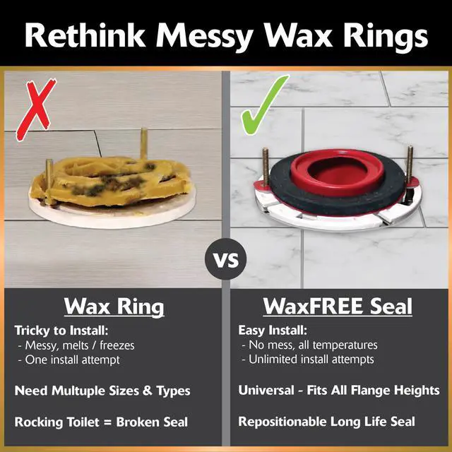 Alt view image 2 of 6 - 6000BP Universal Toilet WaxFree Seal with Hardware - Toilet Installation Made Easy - Made in USA , Red
