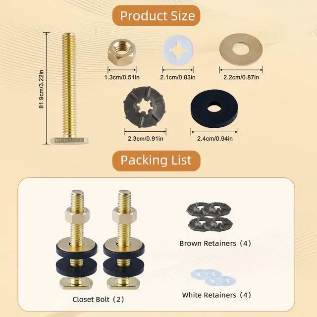 Alt view image 4 of 7 - Extra Thick Toilet Wax Ring Replacement Kit, Universal Toilet Seal Ring with Brass Toilet Floor Bolts and Retainer Washers, PE Flange Fits 3 Inch and 4 Inch Drain Pipes