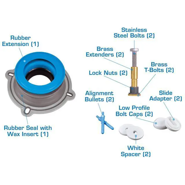 Alt view image 4 of 7 - All-in-One Toilet Installation Kit, Perfect Seal Wax Ring & Zero Cut Bolts, Toilet Repair, Wax-Free, Mounting Toilet Bolts (10879X)