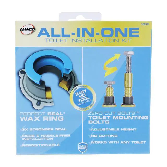 Alt view image 7 of 7 - All-in-One Toilet Installation Kit, Perfect Seal Wax Ring & Zero Cut Bolts, Toilet Repair, Wax-Free, Mounting Toilet Bolts (10879X)
