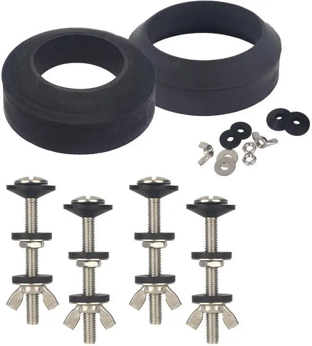 Main image of Universal Toilet Tank to Bowl Gasket & Tank to Bowl Bolts, 2 Kind Gasket and 4 Pieces 5/16 * 3.15 Inch Toilet Tank Bolts, Fit Most 2-Inch and 3-Inch Flush Valve Opening