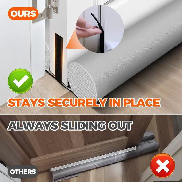 Alt view image 4 of 7 - Door Draft Stopper Door Sweep Weather Stripping Noise Blocker Window Breeze Blocker Adjustable Draft Door Closers, Grey