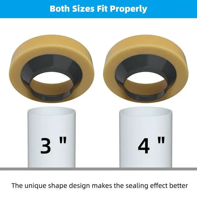 Alt view image 4 of 7 - 2 Pack Toilet Wax Ring, Thick Toilet Bowl Wax Ring Gasket for Toilet Bowl, Polyethylene Flange- Gas, Odor and Watertight Seal, Fits 3-inch and 4-inch Waste Line