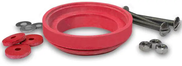 Main image of 481BP Universal Toilet Tank To Bowl Gasket & Hardware Kit - Fits Most 3-Inch, 2-Piece Toilet Tanks - Made in USA , Red , Large (3")