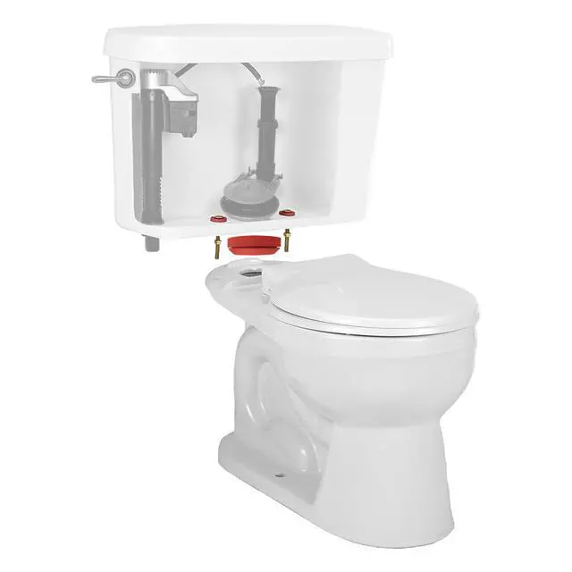 Alt view image 4 of 5 - 481BP Universal Toilet Tank To Bowl Gasket & Hardware Kit - Fits Most 3-Inch, 2-Piece Toilet Tanks - Made in USA , Red , Large (3")