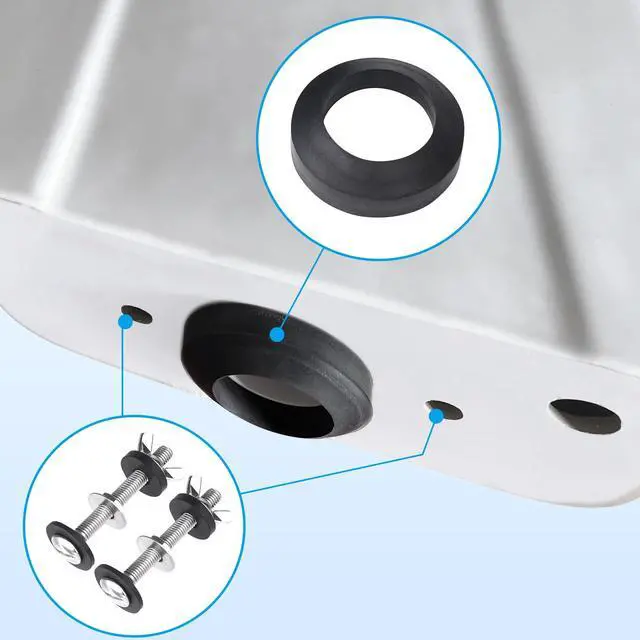 Alt view image 2 of 6 - Toilet Tank to Bowl Bolt & Gasket Kit, 304 Stainless Steel Bolts, High-Density Foam Rubber Gasket, Compatible with 2-Inch and 3-Inch Seals, Easy Installation for Leak and Loose Connection Repairs