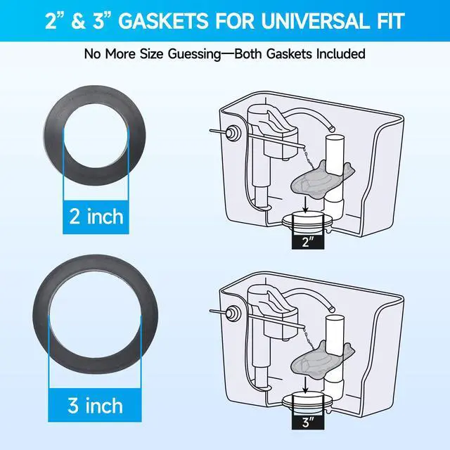 Alt view image 3 of 6 - Toilet Tank to Bowl Bolt & Gasket Kit, 304 Stainless Steel Bolts, High-Density Foam Rubber Gasket, Compatible with 2-Inch and 3-Inch Seals, Easy Installation for Leak and Loose Connection Repairs