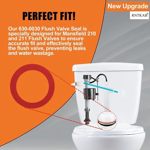 Alt view image 2 of 6 - Flush Valve Seal for Mansfield 210/211 Flush Valve - 2-Pack Toilet Gasket Replacement Parts - Upgraded Leak-Proof Silicone 630-0030 Seal