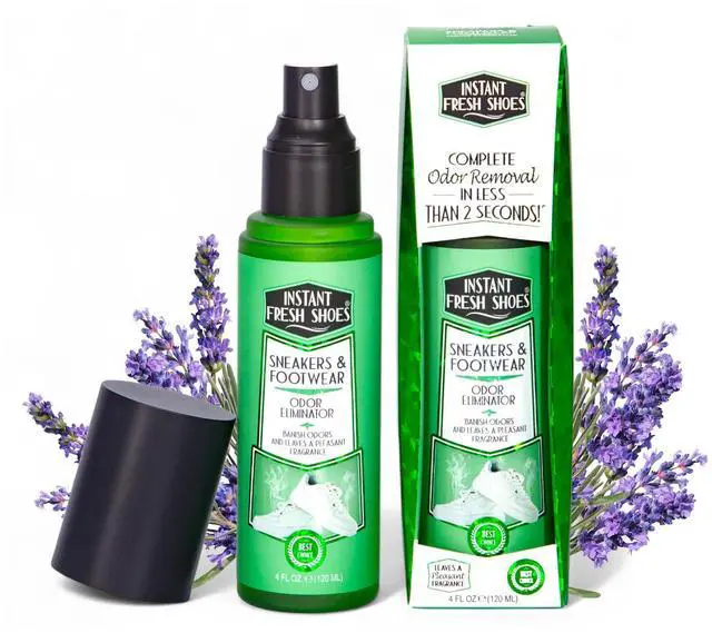 Main image of Shoe Deodorizer & Foot Odor Elimination Spray - Instant Shoe Smell Remover for Sneakers, Cleats, Boots, All Footwear, Gym Bags & Sports Equipment - Fresh Lavender Scent - 4 fl oz.