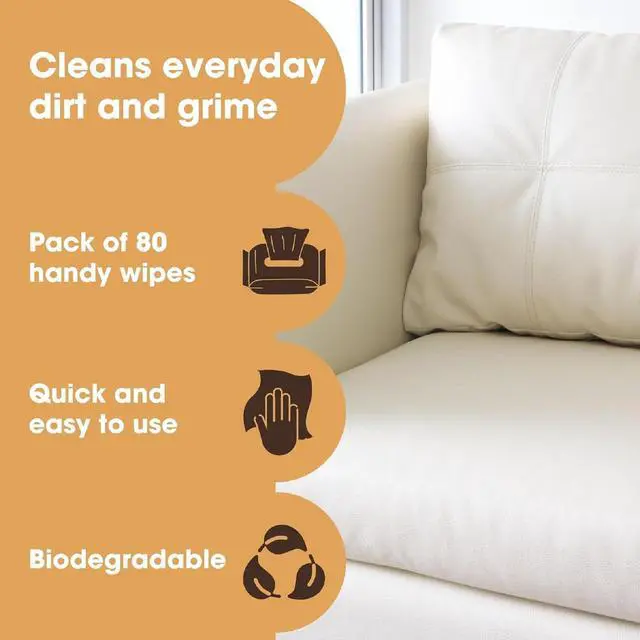 Alt view image 2 of 7 - Leather Cleaning Wipes | 80 Count | 4-in-1 Clean, Nourish, Condition, & Restore Leather & Vinyl Furniture, Handbags, Jackets, Car Seats, Interiors & More | Residue & Streak-Free