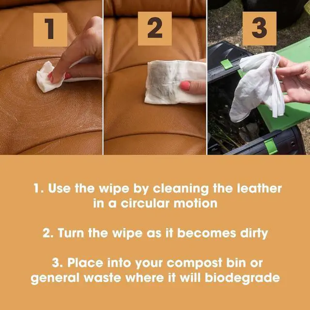Alt view image 3 of 7 - Leather Cleaning Wipes | 80 Count | 4-in-1 Clean, Nourish, Condition, & Restore Leather & Vinyl Furniture, Handbags, Jackets, Car Seats, Interiors & More | Residue & Streak-Free