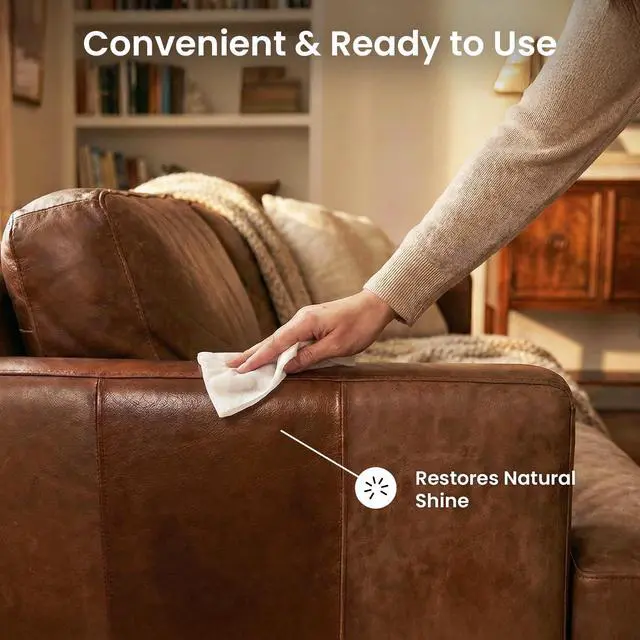 Alt view image 3 of 7 - Leather Cleaner Wipes 4-in-1 Leather Cleaner and Conditioner for Furniture - Leather Couch Cleaner, Car, Shoes & Purses UV Protection, XL Moistened Wipes Restore & Protect 3 Pack (90 Total)