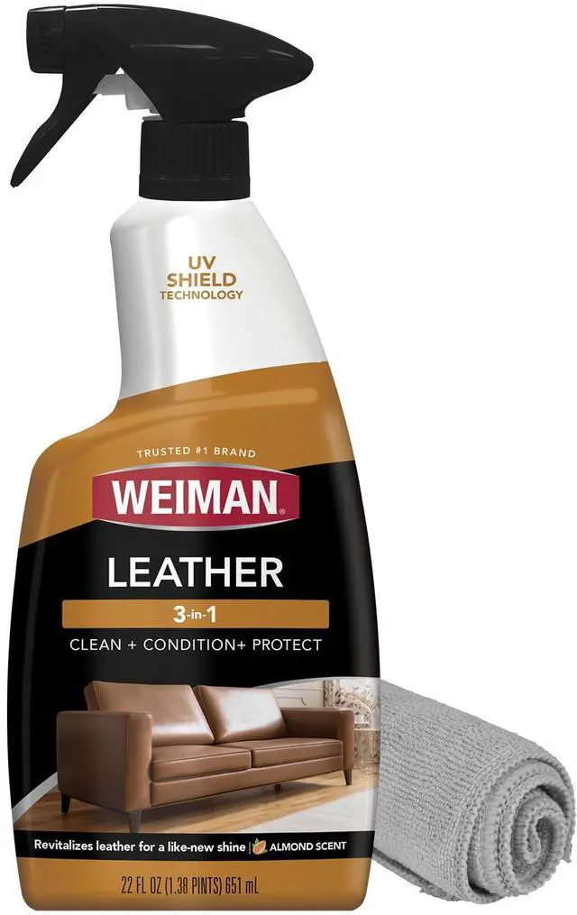 Main image of Leather Cleaner, Polish and Conditioner for Furniture, Car, Purses, Shoes, Boots and Couches- Micro Fiber Towel Included, 22oz