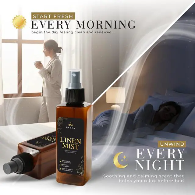 Alt view image 7 of 7 - Room and Linen Spray - 250ml Long Lasting Fabric Refresher Spray for Bedding, Laundry, Pillow, Sheets and Curtains with Odor Eliminator Formula - Room Freshener Spray for Hotel & Home