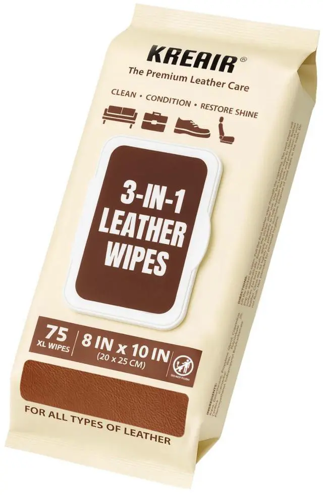 Main image of 3in1 Leather Cleaner Wipes 75 Count, XL 8 x 10 in