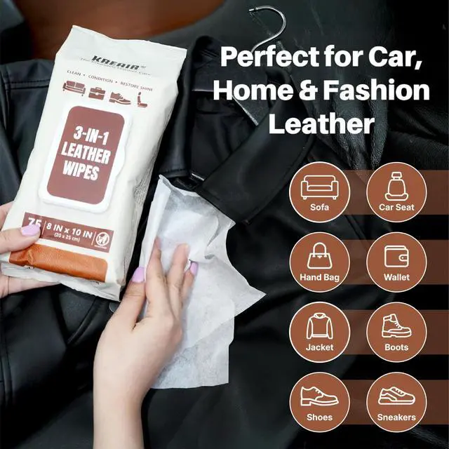 Alt view image 2 of 7 - 3in1 Leather Cleaner Wipes 75 Count, XL 8 x 10 in