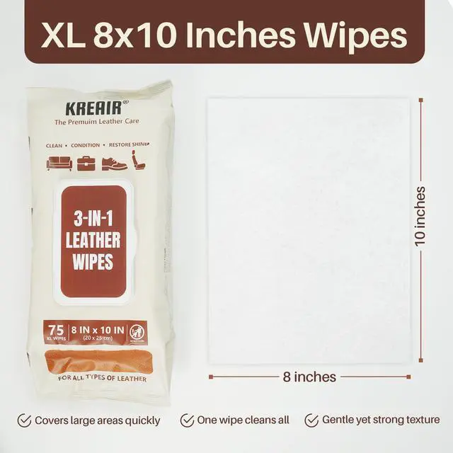 Alt view image 3 of 7 - 3in1 Leather Cleaner Wipes 75 Count, XL 8 x 10 in