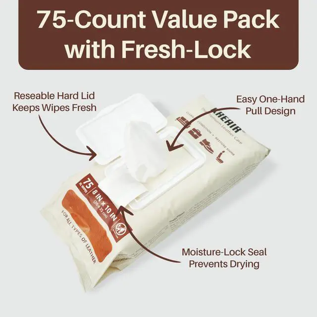 Alt view image 5 of 7 - 3in1 Leather Cleaner Wipes 75 Count, XL 8 x 10 in