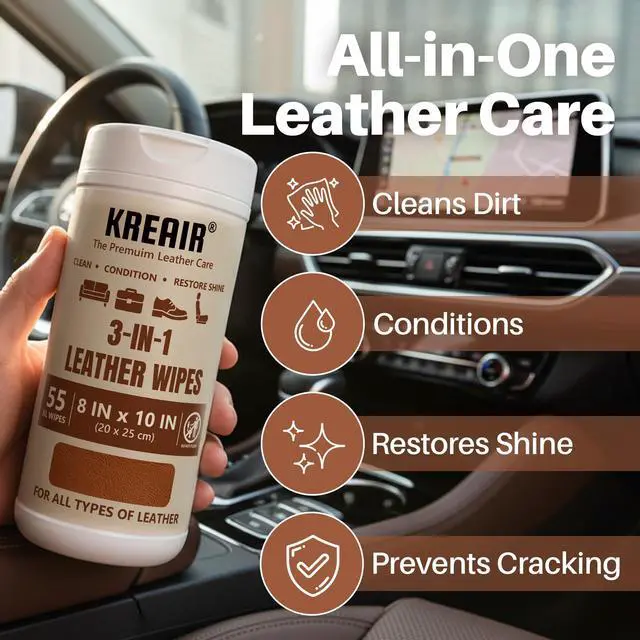 Alt view image 2 of 7 - 3in1 Leather Wipes, 55 Count (Pack of 2), XL 8"x10"