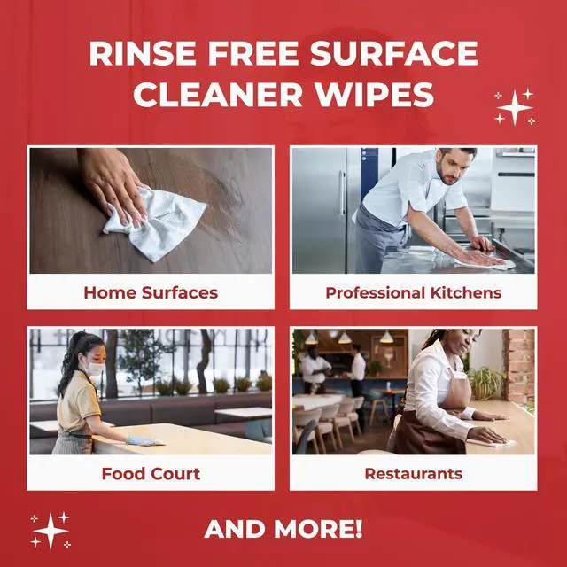 Alt view image 3 of 7 - HandyClean Rinse-Free Food Contact Sanitizing Wipes Pouch, Multi Surface Cleaning Supplies for Kitchen and Professional Setting - 1 pack, 71 count