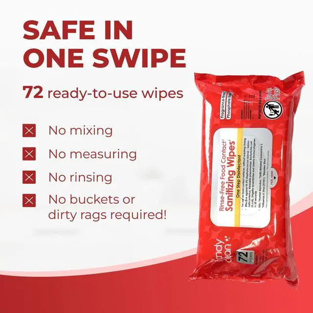 Alt view image 5 of 7 - HandyClean Rinse-Free Food Contact Sanitizing Wipes Pouch, Multi Surface Cleaning Supplies for Kitchen and Professional Setting - 1 pack, 71 count